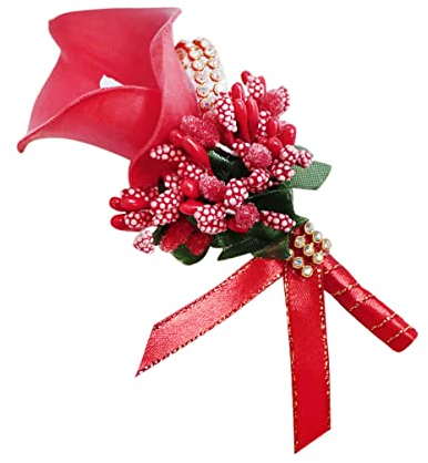 TOVINANNA 1stück Pu Blumenbrosche Für Hochzeit Elegante Künstliche Blume Mit Strass Für Bräute Brautjungfern Und Besondere Anlässe Rot