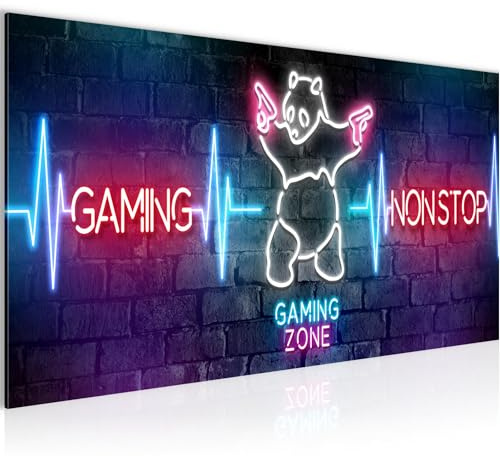 Runa Art Wandbild Spielkonsole Gaming 1 Teilig 100 x 40 cm Modern Bild auf Vlies Leinwand Jugendzimmer Teenager Kinderzimmer Bunt 045012a