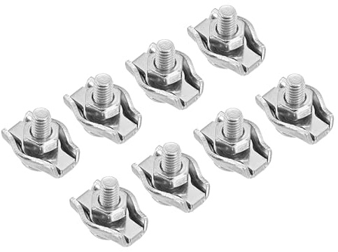 PATIKIL 8 Pezzi Morsetto Cavo Acciaio Inossidabile 1/16 / 1.5 Mm Argento | 304, Morsetto Cavo a Bullone Singolo Simplex Acciaio Inossidabile Ringhiera