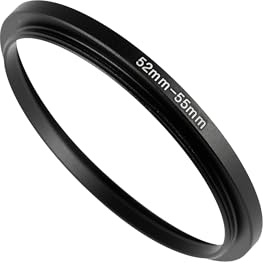 WIIYE 52 mm auf 55 mm Step-Up-Ring-Adapter, 52 mm auf 55 mm Step-Up-Filterring, für alle Marken UV ND CPL Metall Step-Up Ring Adapter Filter (52 mm auf 55 mm)