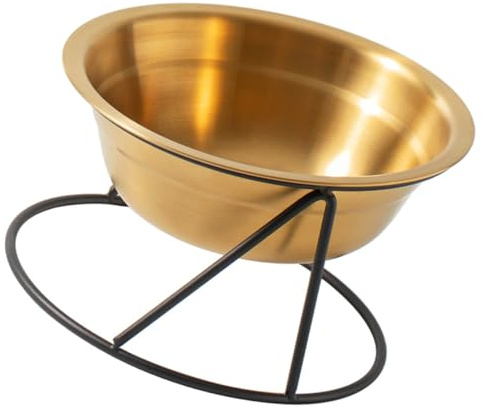 WOONEKY Edelstahl Haustier Napf Erhöhter Katzenfutternapf rutschfeste Futter Schüssel Mit Nackenschutz Für Hunde Und Katzen 6.10X6.10X4.02 Zoll