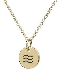 ANEMONE JEWELRY 14K Gold Wassermann Anhänger Halskette - Runde Anhänger Halskette - Personalisierte Sternzeichen Halskette - Geschenk für Sie