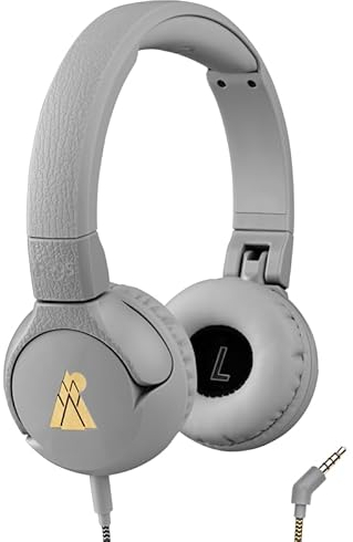 POGS-Kinderkopfhörer mit Kabel | The Elephant 2 | Faltbarer robuster Kinderkopfhörer ab 3 Jahren | Lautstärkebegrenzung 85 dB, Mikrofon | On-Ear | Musik-Sharing-Funktion (rGrau)