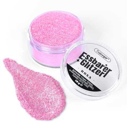 Essbarer Glitzer - 10g Rosa Glitzer für Getränke, Essbarer Glitzer für Cocktails, Kuchendekoration, Kekse, Erdbeeren, Schokolade, 100% lebensmittelechtes Streusel Glitzerpulver