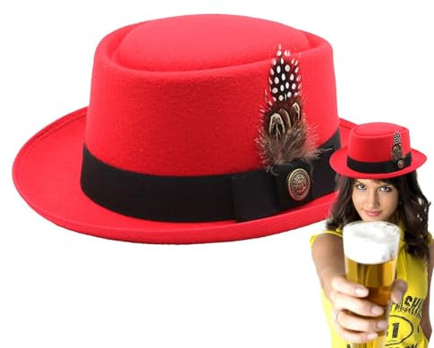 Bvizyelck Oktoberfest Bayerischer Trachtenhut | Deutscher Hut | Mit Federn, Emblemen Oktoberfest Kostüm Accessoires, Oktoberfest Outfits Damen, Mit Federn und Emblemen
