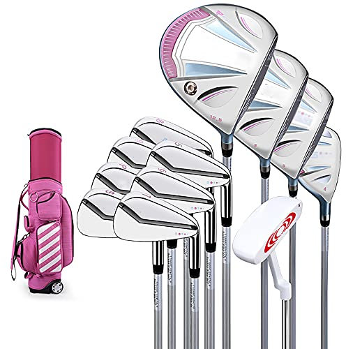 HSWOYEA Ensemble de Golf Complet pour Femmes, Ensemble Complet de Clubs de Golf pour droitiers, pour droitiers avec Sac, avec Sac de Transport, 12 Clubs