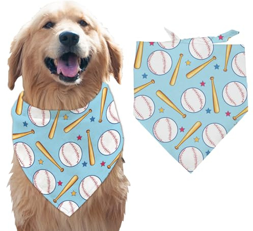 arricraft 1 Stück Haustier Hundehalstuch Blaues Dreieckiges Haustier Bandana Aus Baumwolle Baseball Waschbarer Schal Lätzchen Bedrucktes Zubehör Chief Dog Foto Requisiten Für Große Hunde
