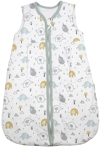 TupTam Schlafsack Baby 2.5 TOG – Atmungsaktiver Winterschlafsack für Kinder, OEKO-TEX zertifiziert, Farbe: Elefanten Grau Gelb Lightpetrol, Größe: 104-110