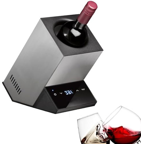 ZyKnaurral Elektrischer Weinschrank, Edelstahl-Einzelflaschen-Weinschrank, 750 ml Weinflaschenschrank, Champagner, Getränkeschrank, Weinschrank für Weinliebhaber,Silver