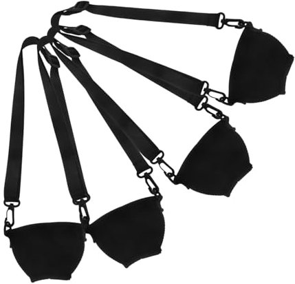 CHILDWEET Wine Glass Holder Lanyards Set 4pcs Large Black Neoprene Wine Goblet Sleeve Stemmed Cup Support Strap with Neck Hang for Festivals Parties
