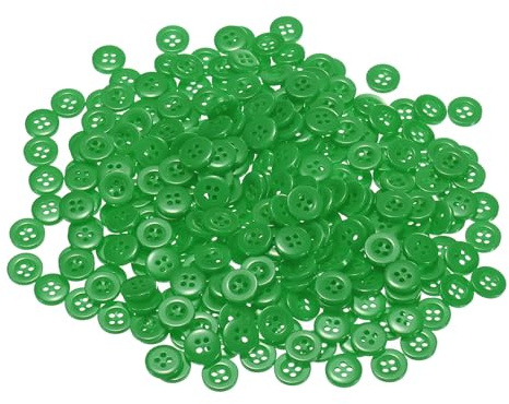 QUARKZMAN 100 Stück Knöpfe Grün Nähknöpfe 10mm Harz Buttons zum Annähen, Rund Flach 4-Loch Bastelknöpfe Ersatz für Blusen Hemd Hosen T-Shirt Kleider Rock Kleidung DIY Handwerk