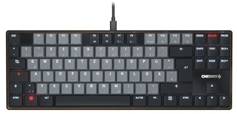 CHERRY KC 500 MX LP TKL, Low-Profile-Tastatur, Deutsch QWERTZ, Schwarz | Tenkeyless-Format ohne Nummernblock, Kabelgebunden (USB-A), Mechanische MX LP 2.0 IVORY Switches, PBT-Keycaps, Beleuchtet