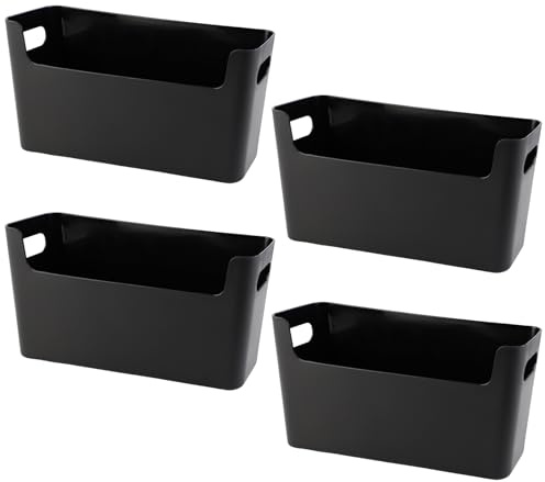 FYting Aufbewahrungskorb,4 Stück Badezimmer Organizer, Schubladen Organizer | Schminktisch Organizer,U-Port-Organizer Box für Schreibwaren, Socken, Unterwäsche, Datenkabel(Schwarz,25.5 x 13.5 x 8 cm)