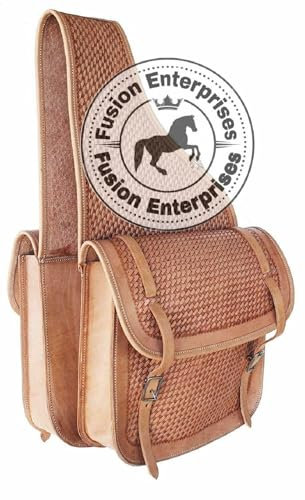 EQUIGEAR Western-Leder-Satteltasche für Pferde | Reitvergnügen Wanderritt geeignet für Reiten und Fassrennen | Satteltasche mit verstellbarem Riemen GRÖSSE: 10X10X3 AS-11
