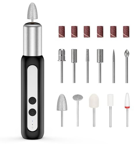 Nagelfräser Type-C-Elektromaschine für Acrylnägel tragbare elektrische Nagelfeile Polierwerkzeug Maniküre Pediküre für Heimsalon (Schwarz)