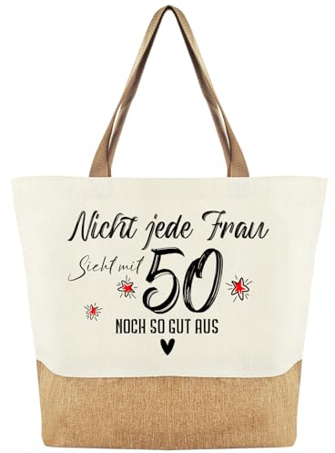Ysound Jutebeutel für 50 Geburtstag Frauen - Jute Stofftasche Baumwolltasche Damen als 50. Geburtstagsgeschenk, Geschenke für Frauen Mama Kollegen Freunden zum 50. Geburtstag