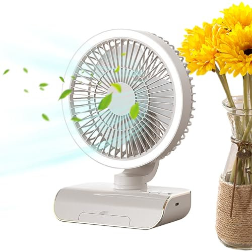 Travel Fan, Oscillating Air Circulator Fan - 5 Speeds Cooling Fan with Remote Control, 2000 mAh Rechargeable Travel Supplies, Handheld Ventilator for Men, Women, Women