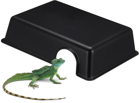 Milisten Reptile Hide Large Plastic Cave Shelter for Geckos and Snakes 9.45X6.77X2.24In Privacy Breeding Habitat D Cor Easy to Clean