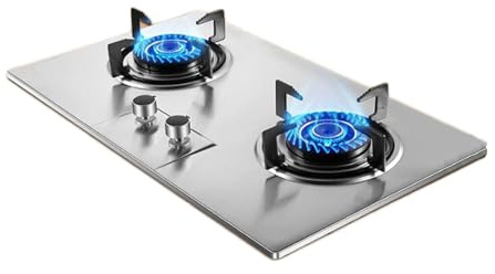 Gaskocher Mit 2 Brennern, 5,2 KW Feuerring-Arbeitsplattenherd, Topfgestell Aus Gehärtetem Glass Und Gusseisen, Mit Flammendurchschlagschutz, NG/LPG-Gasquellen-Kit(LPG)