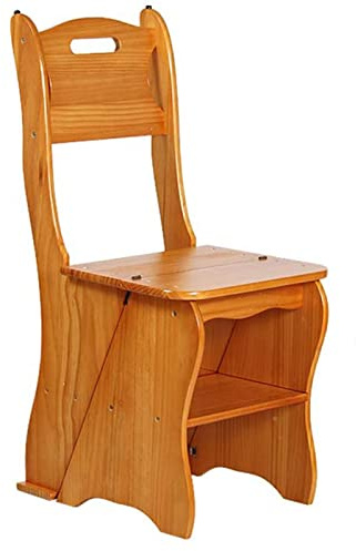 LWJSOCP Scala Pieghevole a 4 gradini, Sgabello Multifunzionale in Legno per Cucina, Ufficio, Bagno e casa, Sedia Portatile Multiuso, Sgabello a 3 Livelli per Un Facile Accesso e stoccaggio