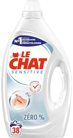 LE CHAT - Lessive Liquide - Sensitive 0% - La Propreté Formulée avec Soin - Respecte les Peaux Très Sensibles - Sans Conservateurs - Sans Colorants - Développé avec des Allergologues - 38 Lavages