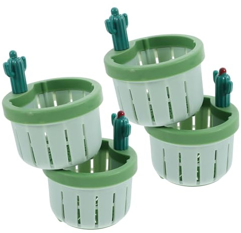 jojofuny Lot de 4 Filtres d'Évier en Plastique Jaune de Cactus Panier de Filtration Anti-Obstruction Poignée Passoire Cuisine Multifonctionnelle pour Évier Domestique et Bureau