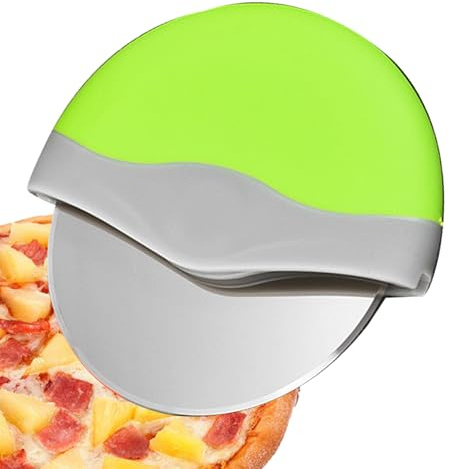 Pizzaschneider Fahrrad - Edelstahl Küchenschneidegerät mit Schutzdeckel, Küchenhelfer für Pizza, feine Krusten, Kuchen, dick, Backwerkzeuge, präzise Schnitte