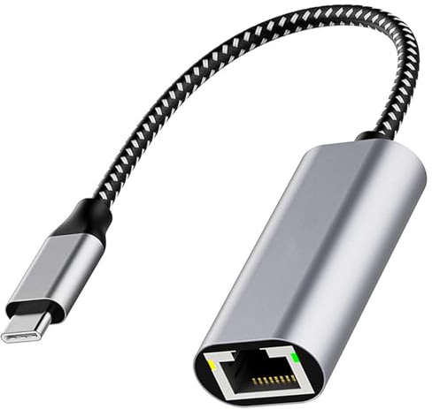 Adaptador USB C a Ethernet, adaptador de red Gigabit RJ45 a tipo C, convertidor de Internet para laptop, PC, aluminio, USB LAN