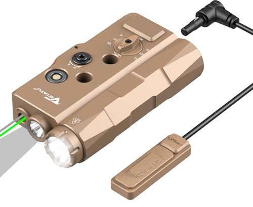 VOTATU V848 Laser Light Combo, Green/IR Laser & 1700LM Flashlight/IR Illuminator Combo, Multi-Mode Display Screen Weapon Light Laser for Rifle and Shotgun Compatible with Mlok Picatinny Rail