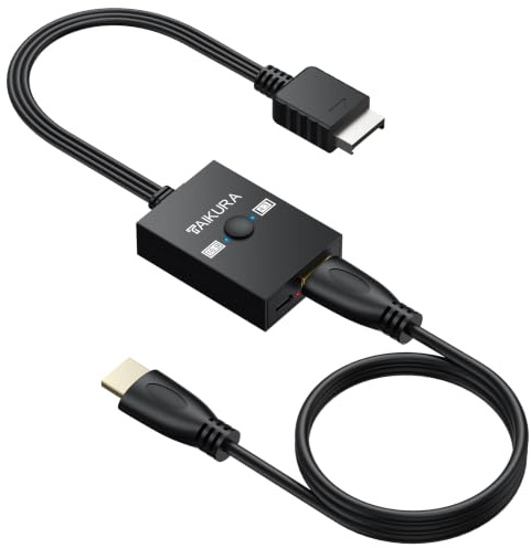 TAIKURA Convertisseur PS2 vers HDMI pour PS2/PS1 Commutateur 4:3/16:9 | Adaptateur Vrai Plug & Play avec Câble Console 30cm + Câble HDMI 1.8m Sans Réglage de Signal pour TV HD