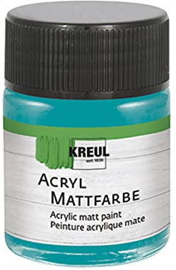 KREUL 75548 - Acryl Mattfarbe, türkis im 50 ml Glas, cremig deckende, schnelltrocknende Farbe auf Wasserbasis, für viele verschiedene Untergründe geeignet