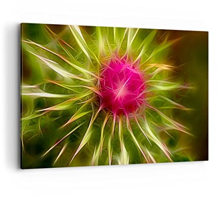 Wandbilder Dekoration Wohnzimmer Grafik Blume Pflanze Licht leuchten Bilder auf Leinwand 120x80cm Leinwandbild Schlafzimmer Deko Wand Kunstdruck Art Groß XXL Wanddeko Bild Decor Canvas AA120x80-0329