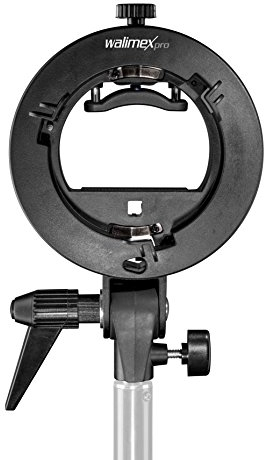 Walimex Pro Universal Systemblitzhalter S-Type (für System- und Kompaktblitze, Speedlite-Blitzvorsatz, ideal für Softboxen, Reflektoren, Beauty Dish, Reflexschirme, stufenlos verstellbar) schwarz