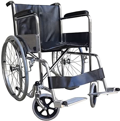 Carrozzina Pieghevole Autospinta in Acciaio con Braccioli Imbottiti