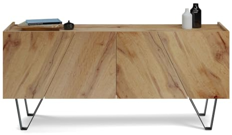 Mobili Fiver, Sideboard/buffé 4 dörrar Emma med svarta ben, Rustik Ek, Tillverkad i Italien