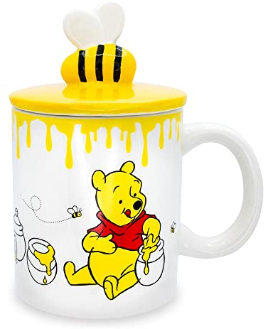 Disney Winnie The Pooh Hunny Pot Ceramic Mug With Lid | Holds 18 Ounces