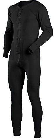 Pijama de Manga Larga para Hombres con Mono de Noche con Botones de una Pieza Color Negro Size L