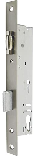 WSS Rohrrahmenschloss (Einsteckschloss) für Eingangs- und Pendeltüren PZ - Dornmaß 35mm Flachstulp brandschutztauglich, Rollfalle und Riegel, Edelstahl