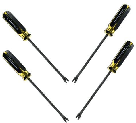 HARSKIYER 4 Stück U-Tip Nagelklammern, Nieten, Klammern, Nagelzieher, Heftklammerentferner, Schraubendreher, Werkzeug zum Entfernen von Heftklammern und Reißnägeln, gelb und schwarz