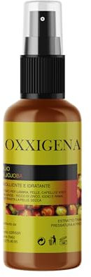 Oxxigena - Olio di Jojoba e Puro al 100%, Confezione Spray 100 ml, Spremuto a Freddo, Idrata e Nutre in Profondità la Pelle, Dona Luminosità ai Capelli, Vegano e Senza OGM