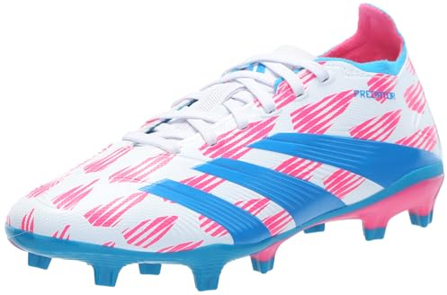 adidas Unisex League Firm Ground Sneaker, White/Solar Blue/Solar Pink, 12.5 Women/11.5 Men