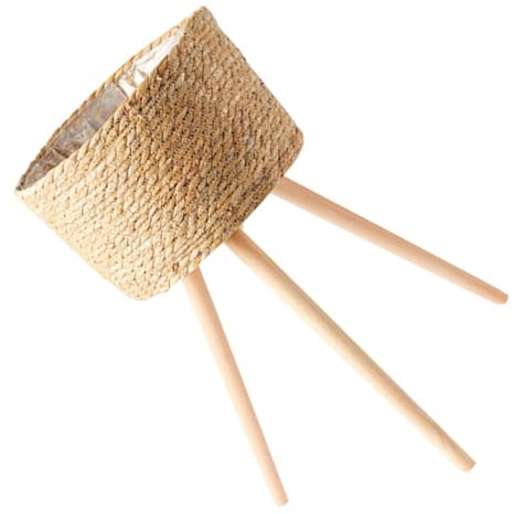 INOOMP Jardinera De Piso Soporte para Plantas De Ratán Taburete De Flor De Planta Cesta De Mimbre Interior Cestas De Mimbre con Patas Base De Maceta Estante Marco Decorativo 8cm De Madera