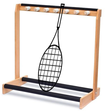 Tennisschläger Halter Holzrahmen-Tennisschläger-Lagerregal, Mehrere Schläger, Gitarrenhalter Platzsparend, Bodenständer, Organisationsständer für Badmintonschläger (Size : 66cm (26) Width)