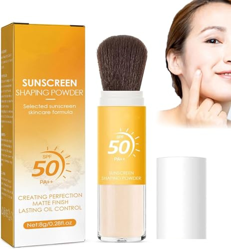 QUIWEN Mineral Powder Sunscreen Brush - SPF 50, Face, Oil Control, Natural Matte Finish