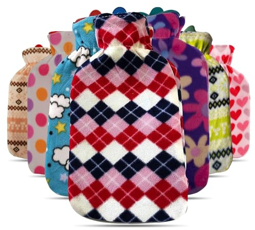 G4GADGET Hot Water Bottle 1.8L – Large Capacity Natural Rubber Hot Water Bag with Ribbed Surface for Pain Relief & Warmth – Assorted Colours, Pack of 1