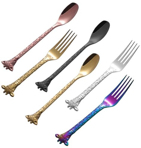 Cabilock 2stücke Teiliges Set Dessertlöffel Und Schwarze Cartoon-designs Für Kuchen Eiscreme Und Kaffee Spülmaschinenfest Für Zuhause Und Restaurants