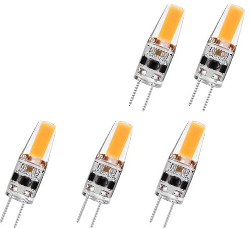 Atwnjkp Lampadine LED G4 Dimmerabile,G4 LED 3W Equivalente 30W Lampada Alogena,Bianco Caldo 3000K,Lampadina G4 LED 3W 300LM AC/DC 12V-24V Nessun Sfarfallio,Fascio 360°,5 Pezzi