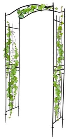 Bonnlo Rosenbogen aus Metall, Stabil Wetterfest Rankhilfe aus Pulverbeschichtetem Stahl, Rankgitter für Garten, Rosen,Plantzen, 230 x 110 x 44.5 cm/Schwarz