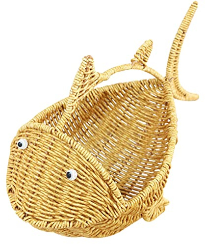 Alipis Cestino Intrecciato Mano Forma Di Pesce in Rattan Imitazione Porta Frutta e Snack Per Casa Contenitore Decorativo Per Pane e Dolci Per Cucina e Soggiorno
