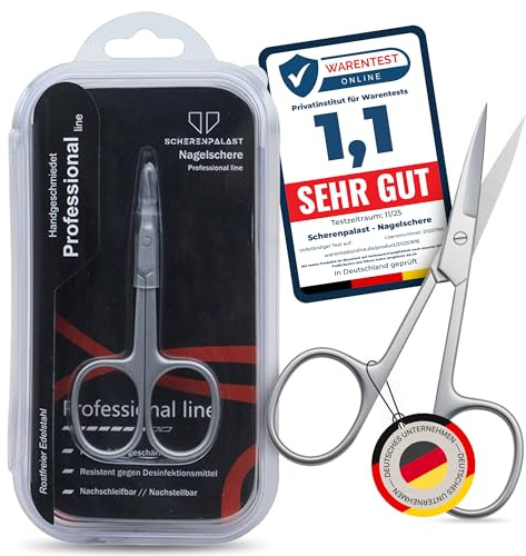 Scherenpalast Nagelschere 9,2 cm – rostfrei & langlebig aus gebürstetem Edelstahl – extra scharf & präzise für Finger- und Fußnägel, Maniküre & Pediküre